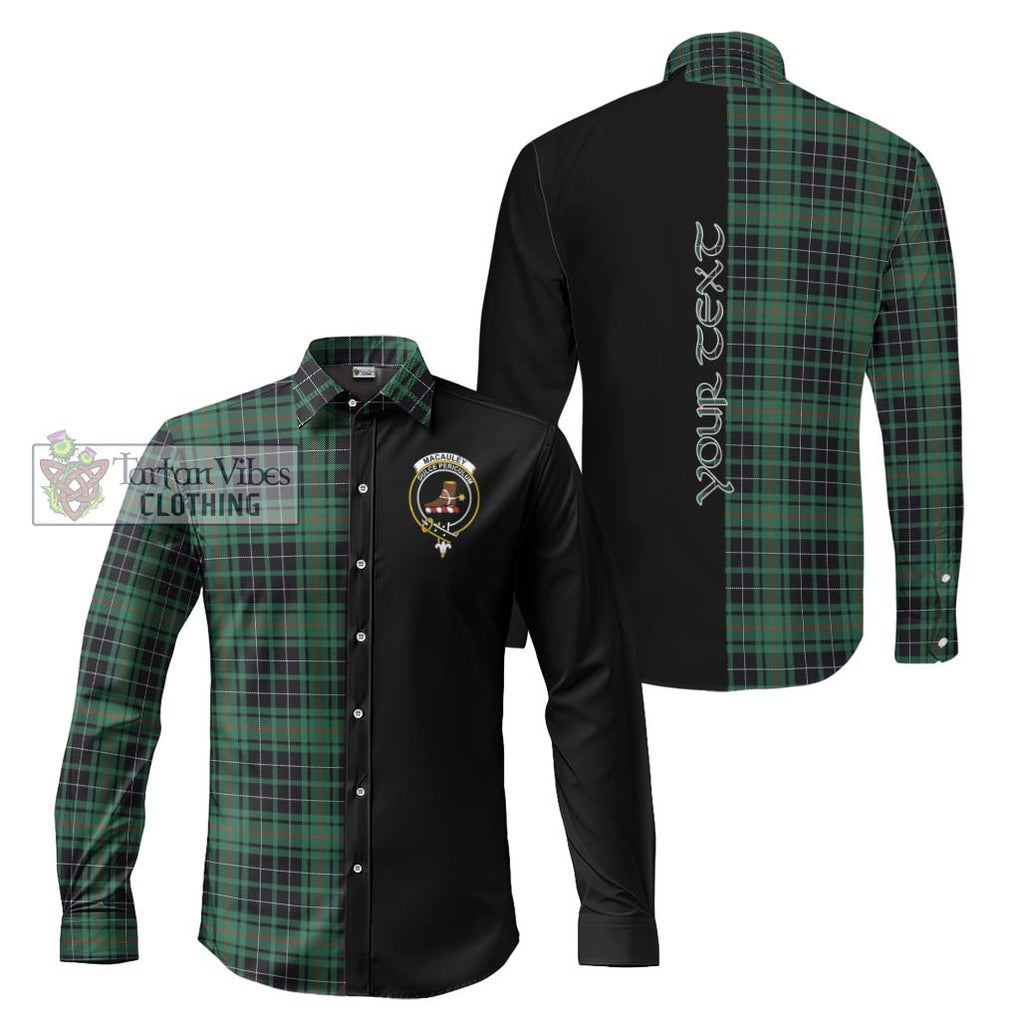 MacAuley Hunting Ancient Tartan Long Sleeve Button Shirt with Family Crest and Half Of Me Style Men's Shirt S - Tartanvibesclothing Shop