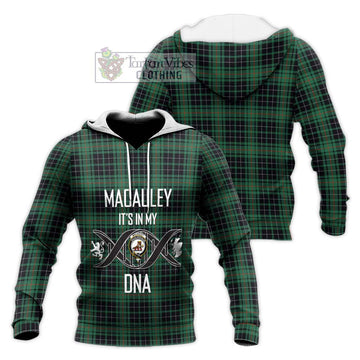 MacAuley Hunting Ancient Tartan Knitted Hoodie with Family Crest DNA In Me Style Unisex Knitted Pullover Hoodie - Tartan Vibes Clothing
