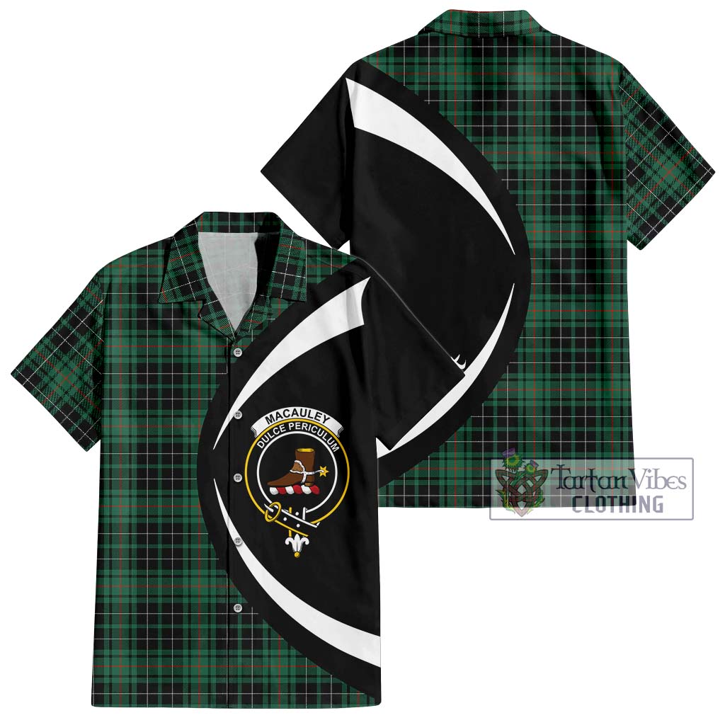 MacAuley Hunting Ancient Tartan Hawaiian Shirt with Family Crest Circle Style Kid - Tartan Vibes Clothing