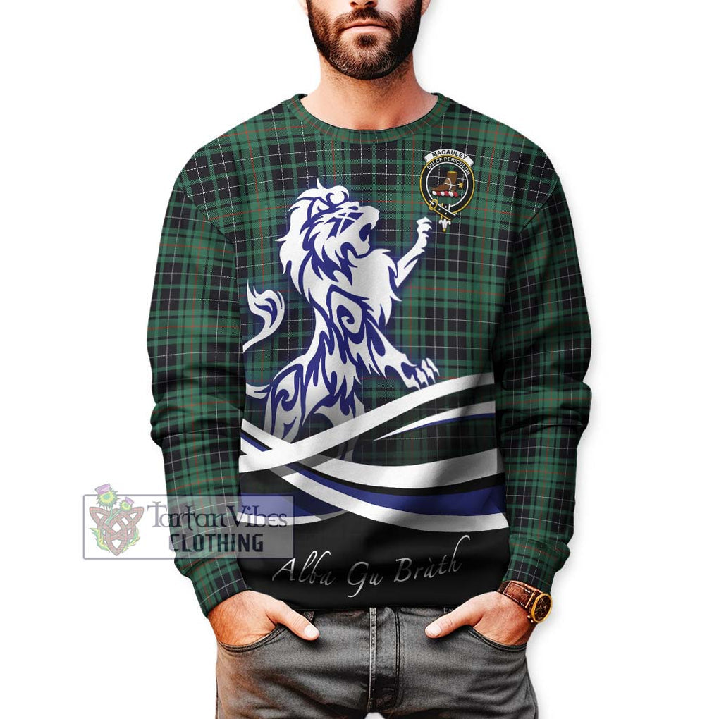 MacAuley Hunting Ancient Tartan Sweatshirt with Alba Gu Brath Regal Lion Emblem Unisex - Tartan Vibes Clothing