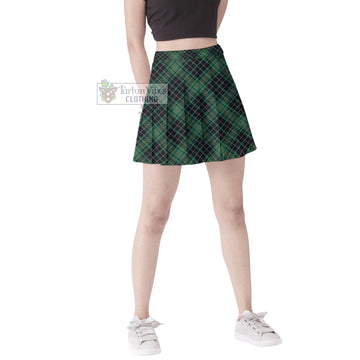 MacAuley Hunting Ancient Tartan Women's Plated Mini Skirt Cross Style Female - Tartan Vibes Clothing