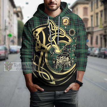 MacAuley Hunting Ancient Tartan Hoodie with Family Crest Celtic Wolf Style Zip Hoodie - Tartan Vibes Clothing