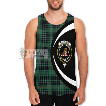 MacAuley Hunting Ancient Tartan Men's Tank Top with Family Crest Circle Style Men - Tartan Vibes Clothing