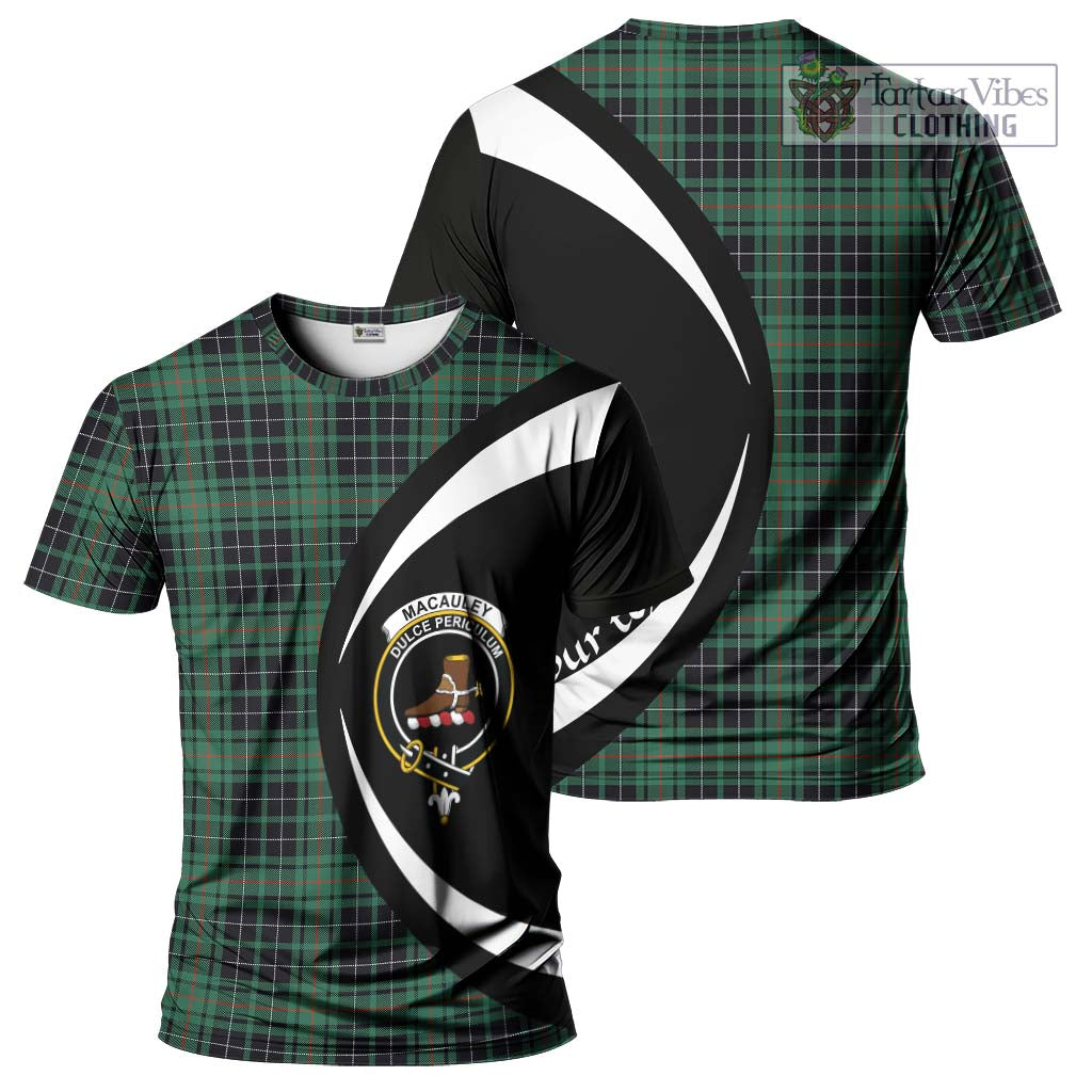 MacAuley Hunting Ancient Tartan T-Shirt with Family Crest Circle Style Kid's Shirt - Tartan Vibes Clothing