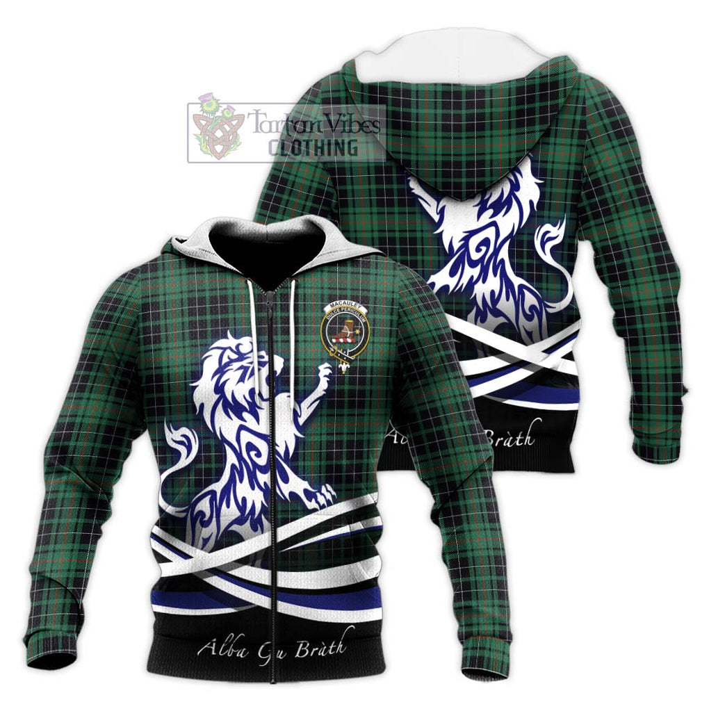 MacAuley Hunting Ancient Tartan Knitted Hoodie with Alba Gu Brath Regal Lion Emblem Unisex Knitted Zip Hoodie - Tartan Vibes Clothing