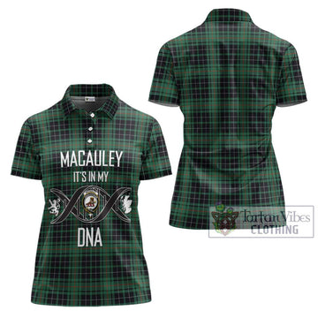 MacAuley Hunting Ancient Tartan Women's Polo Shirt with Family Crest DNA In Me Style - Tartan Vibes Clothing