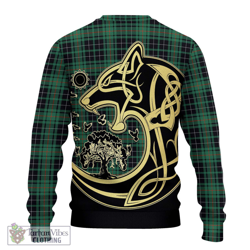 MacAuley Hunting Ancient Tartan Ugly Sweater with Family Crest Celtic Wolf Style - Tartan Vibes Clothing