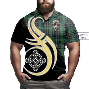 MacAuley Hunting Ancient Tartan Polo Shirt with Family Crest and Celtic Symbol Style - Tartan Vibes Clothing