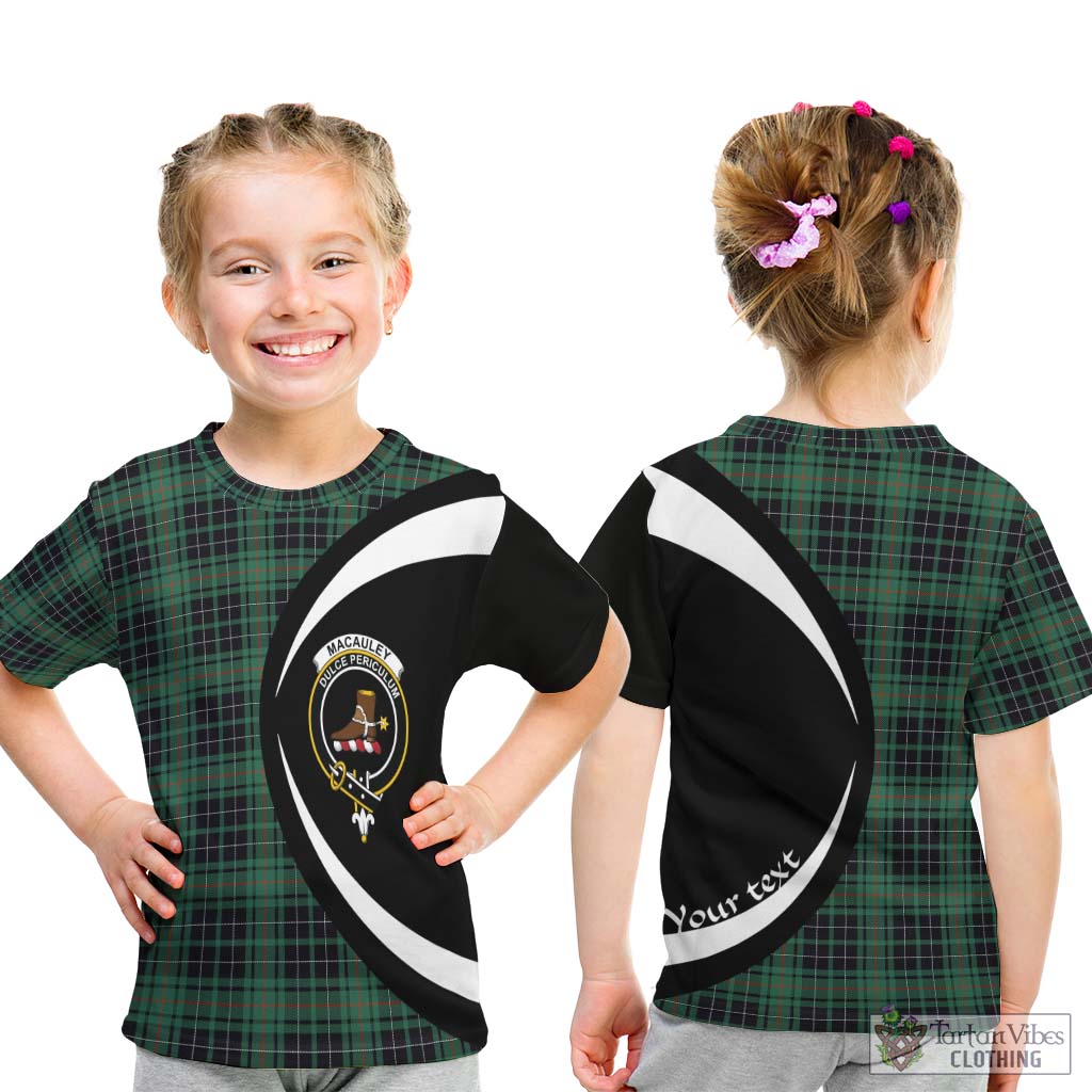 MacAuley Hunting Ancient Tartan Kid T-Shirt with Family Crest Circle Style - Tartan Vibes Clothing