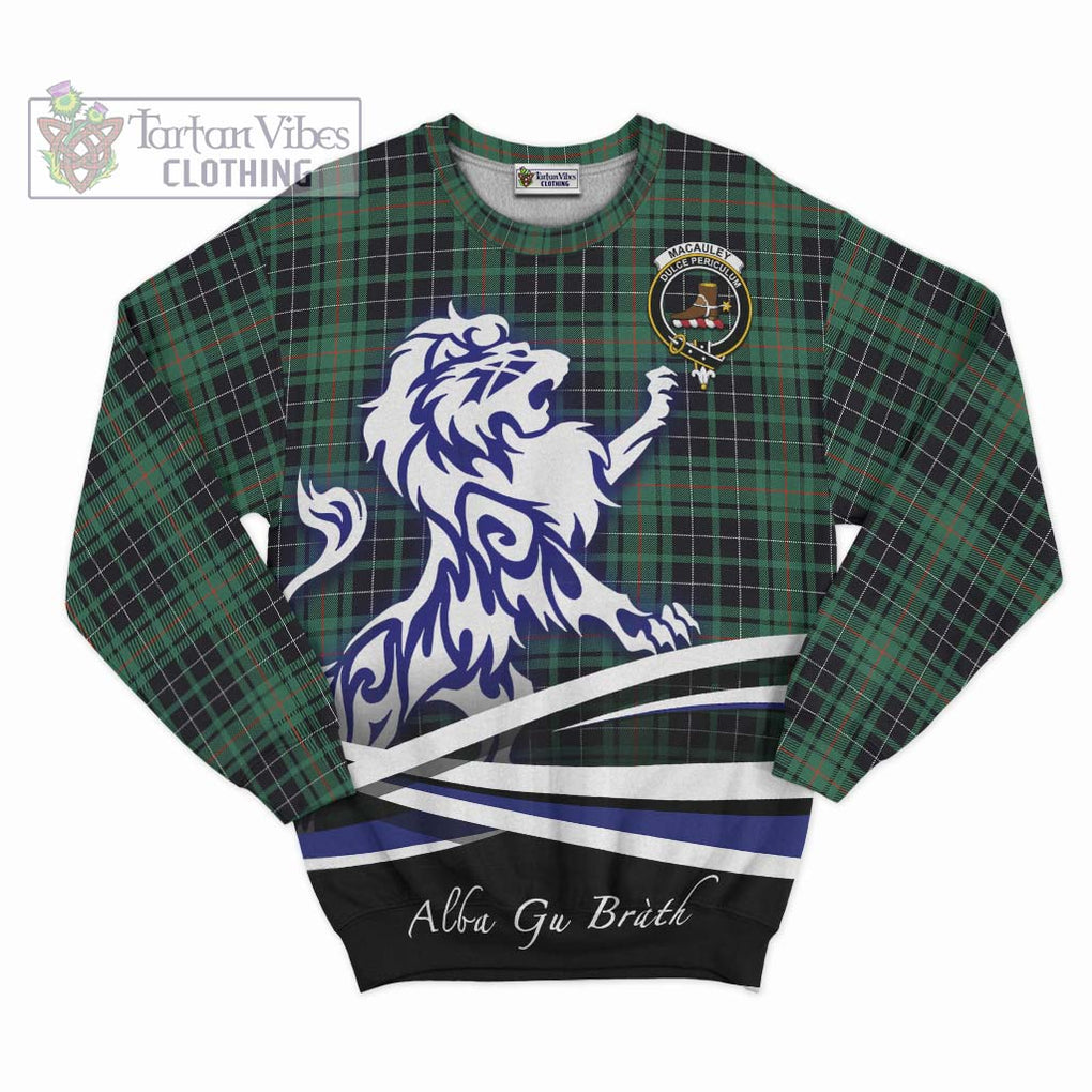 MacAuley Hunting Ancient Tartan Sweatshirt with Alba Gu Brath Regal Lion Emblem - Tartan Vibes Clothing