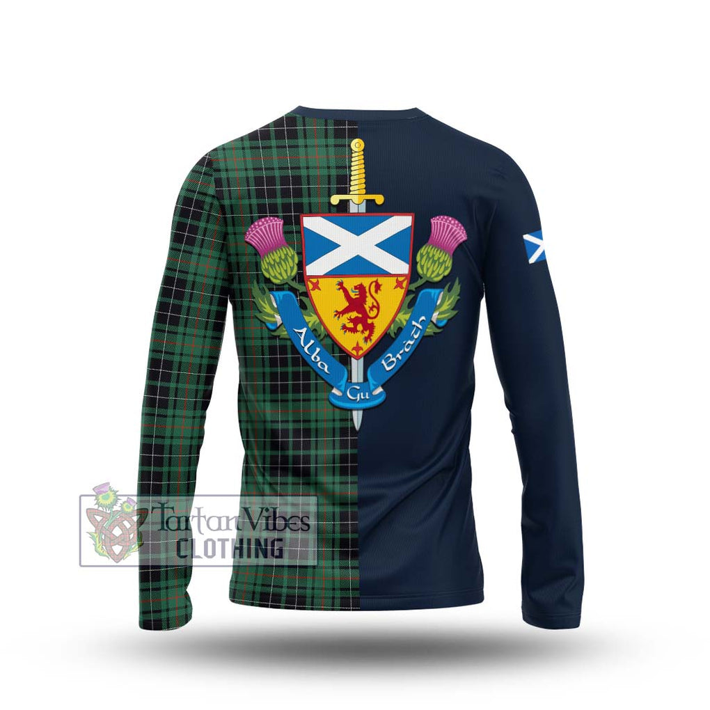 MacAuley Hunting Ancient Tartan Long Sleeve T-Shirt Alba with Scottish Lion Royal Arm Half Style - Tartan Vibes Clothing