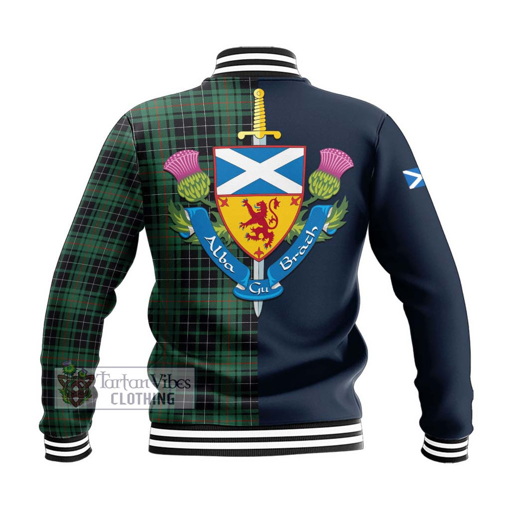MacAuley Hunting Ancient Tartan Baseball Jacket Alba with Scottish Lion Royal Arm Half Style - Tartan Vibes Clothing