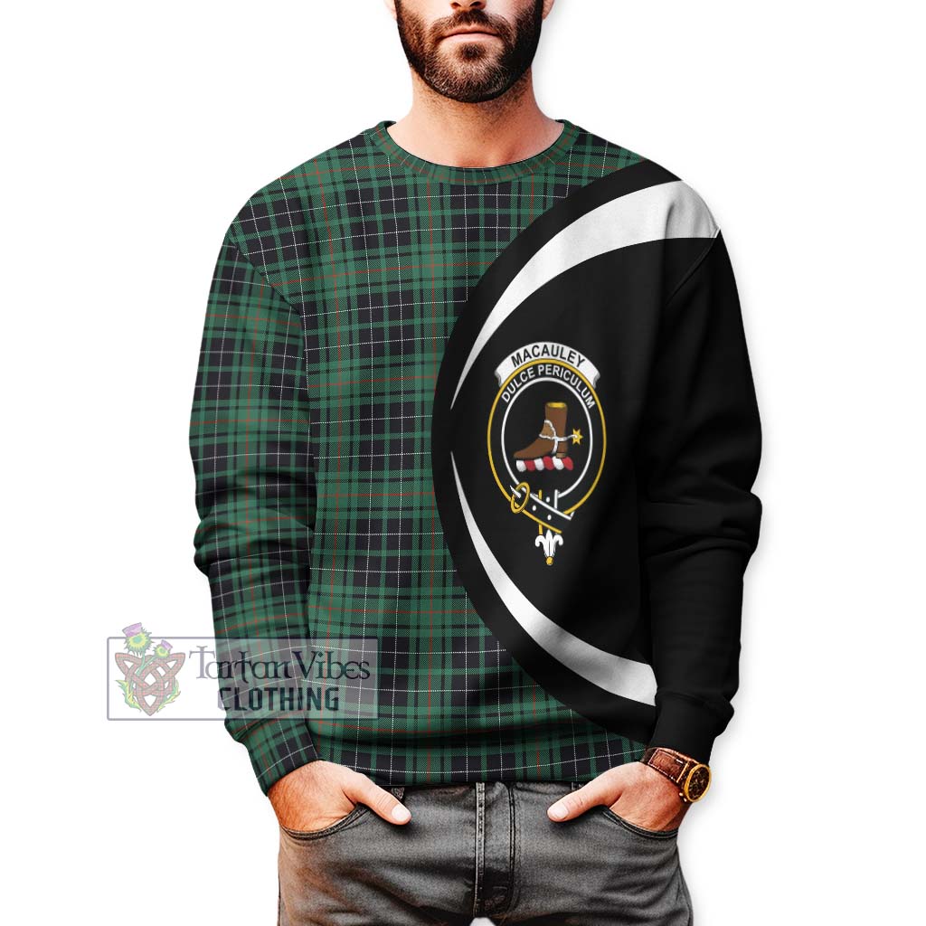 MacAuley Hunting Ancient Tartan Sweatshirt with Family Crest Circle Style - Tartan Vibes Clothing