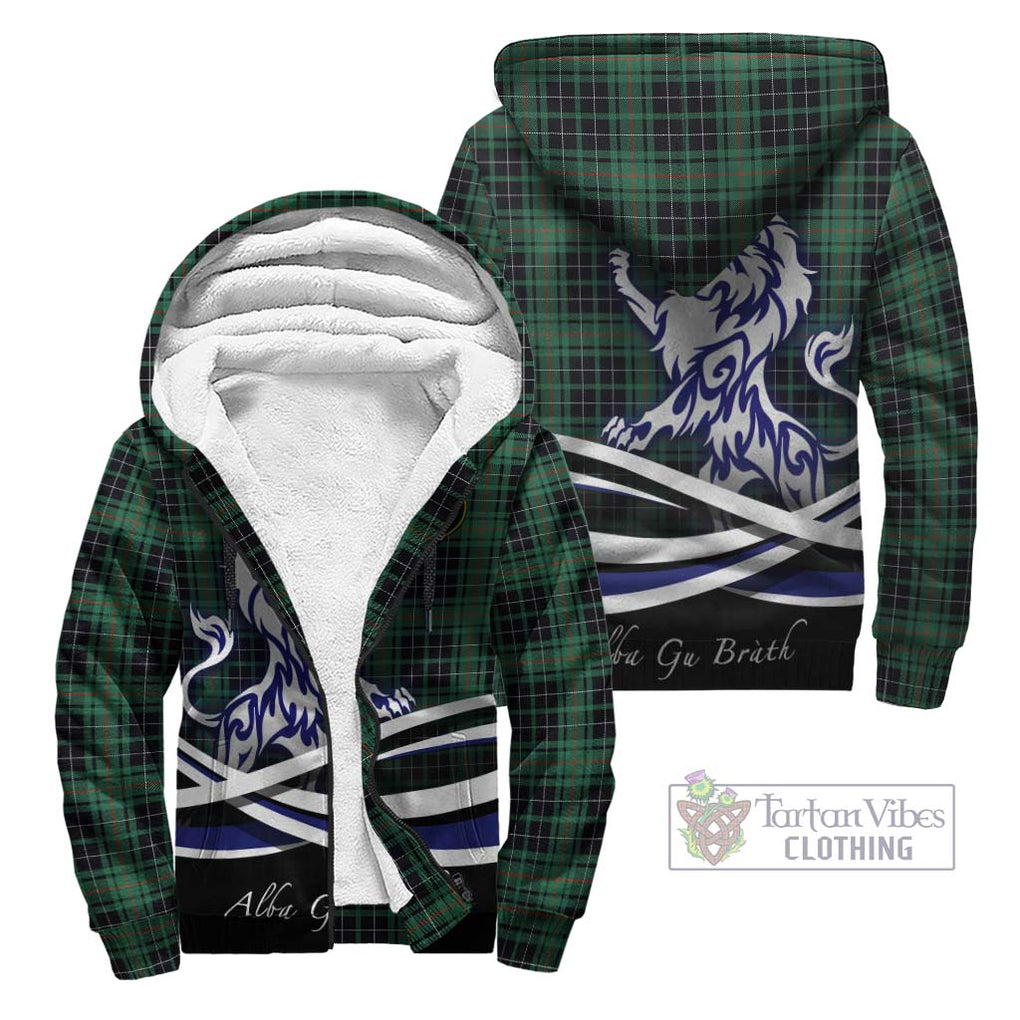 MacAuley Hunting Ancient Tartan Sherpa Hoodie with Alba Gu Brath Regal Lion Emblem Unisex - Tartanvibesclothing Shop