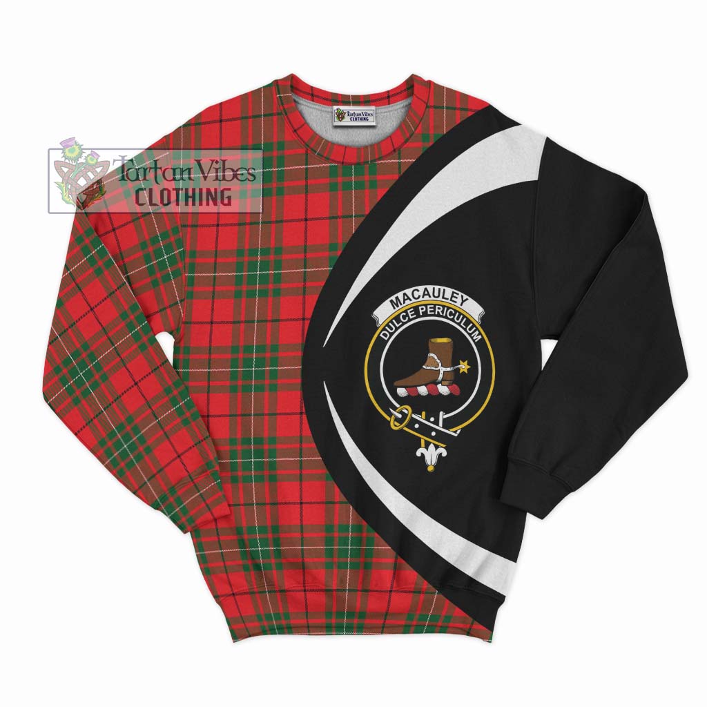 MacAuley Modern Tartan Sweatshirt with Family Crest Circle Style Unisex - Tartan Vibes Clothing