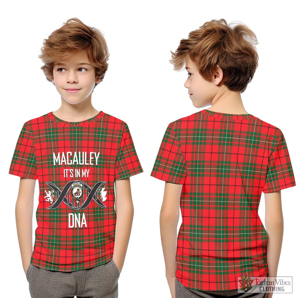 MacAuley Modern Tartan Kid T-Shirt with Family Crest DNA In Me Style Youth XL Size14 - Tartan Vibes Clothing