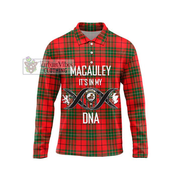 MacAuley Modern Tartan Long Sleeve Polo Shirt with Family Crest DNA In Me Style Unisex - Tartan Vibes Clothing
