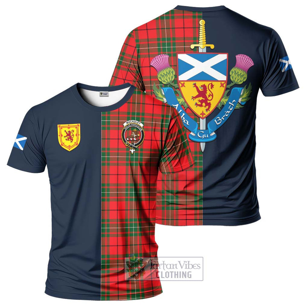 MacAuley Modern Tartan T-Shirt Alba with Scottish Lion Royal Arm Half Style Kid's Shirt - Tartan Vibes Clothing