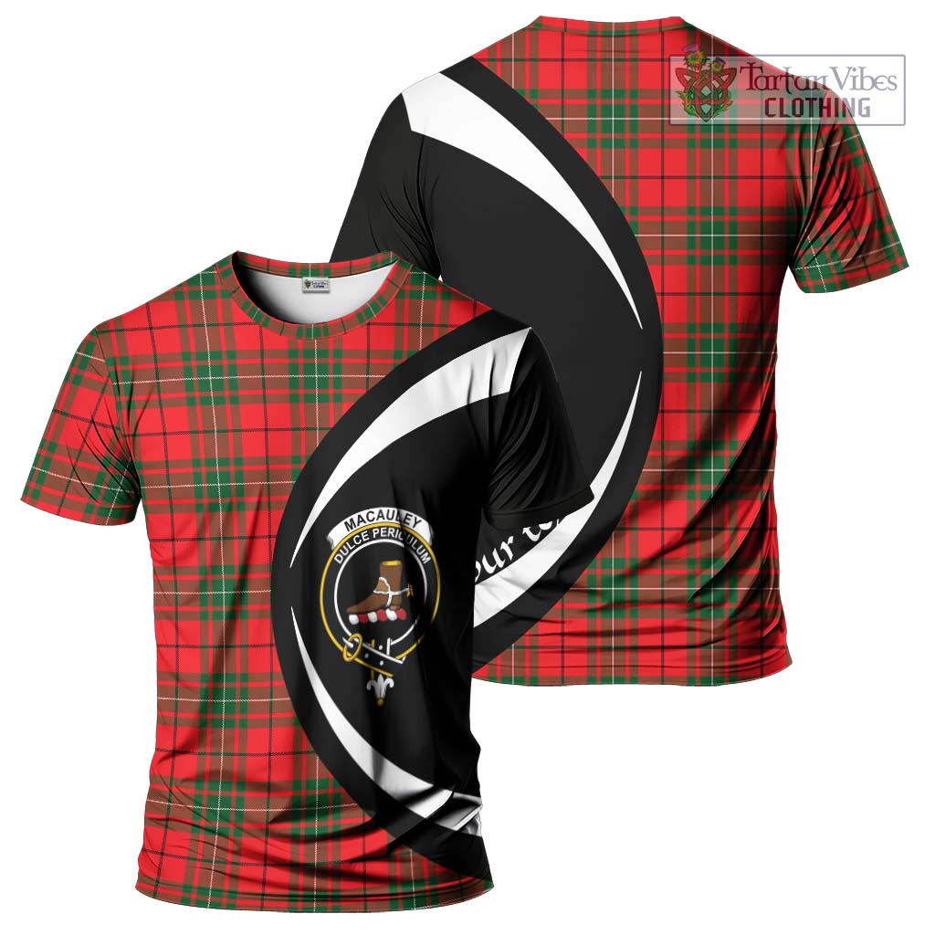 MacAuley Modern Tartan T-Shirt with Family Crest Circle Style Kid's Shirt - Tartan Vibes Clothing