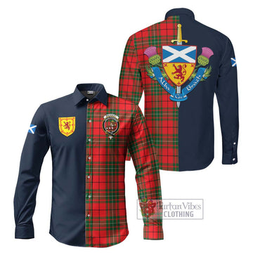 Tartan Vibes Clothing MacAuley Modern Tartan Long Sleeve Button Shirt with Scottish Lion Royal Arm Half Style
