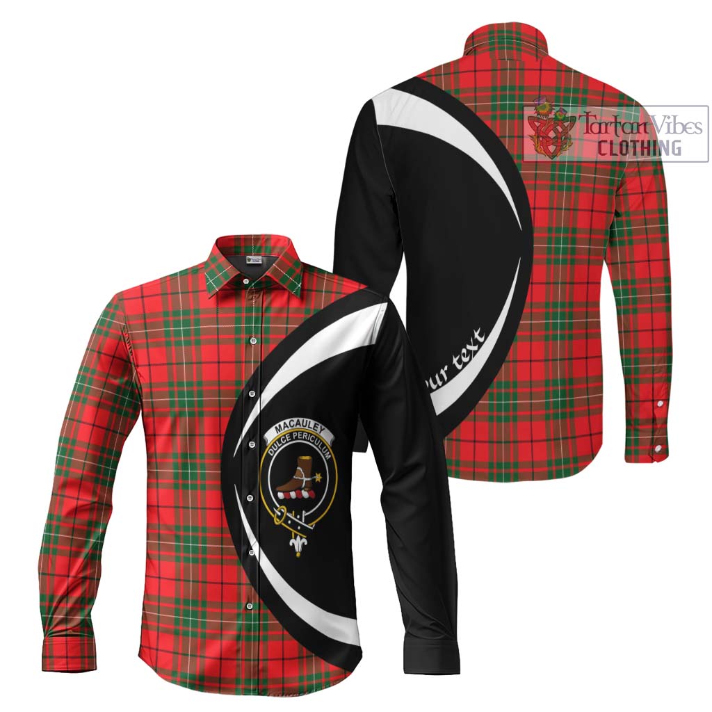 MacAuley Modern Tartan Long Sleeve Button Up with Family Crest Circle Style Men's Shirt S - Tartan Vibes Clothing