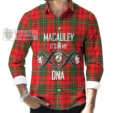 MacAuley Modern Tartan Long Sleeve Button Shirt with Family Crest DNA In Me Style Men's Shirt S - Tartanvibesclothing Shop