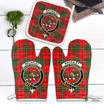 MacAuley Modern Tartan Combo Oven Mitt & Pot-Holder with Family Crest White - Tartan Vibes Clothing