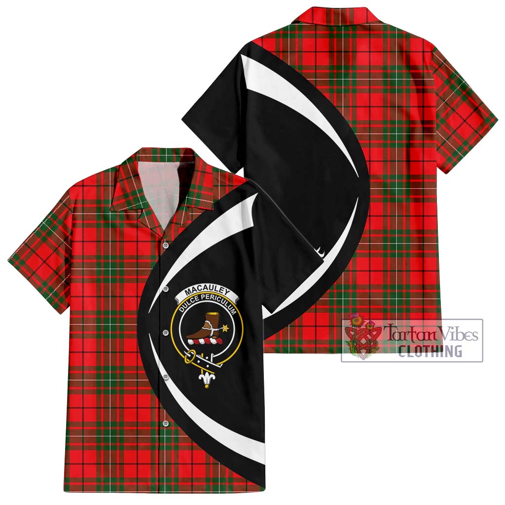 MacAuley Modern Tartan Hawaiian Shirt with Family Crest Circle Style Kid - Tartan Vibes Clothing