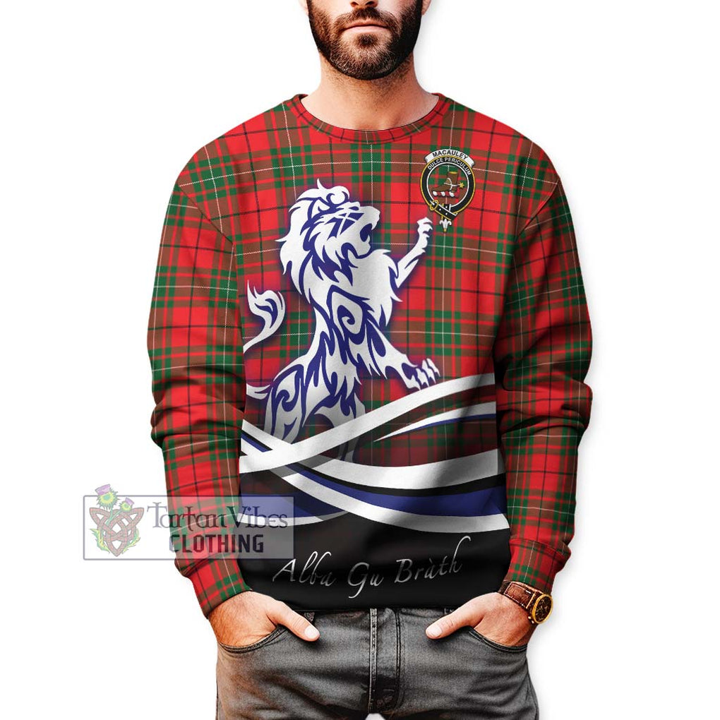 MacAuley Modern Tartan Sweatshirt with Alba Gu Brath Regal Lion Emblem Unisex - Tartan Vibes Clothing