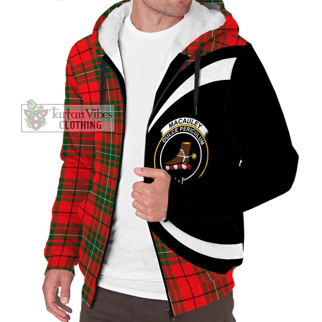 MacAuley Modern Tartan Sherpa Hoodie with Family Crest Circle Style Unisex S - Tartan Vibes Clothing