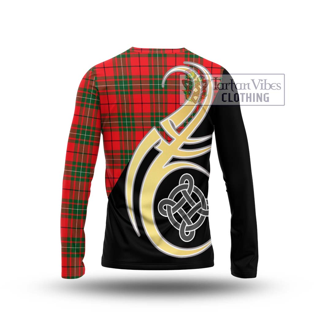 MacAuley Modern Tartan Long Sleeve T-Shirt with Family Crest and Celtic Symbol Style - Tartan Vibes Clothing