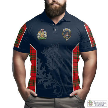 MacAuley Modern Tartan Men's Polo Shirt with Family Crest and Scottish Thistle Vibes Sport Style - Tartan Vibes Clothing