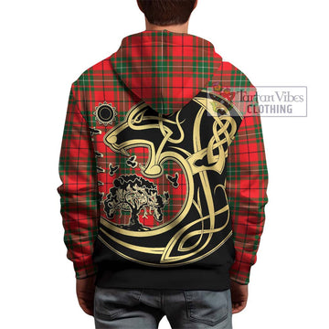 MacAuley Modern Tartan Hoodie with Family Crest Celtic Wolf Style - Tartan Vibes Clothing