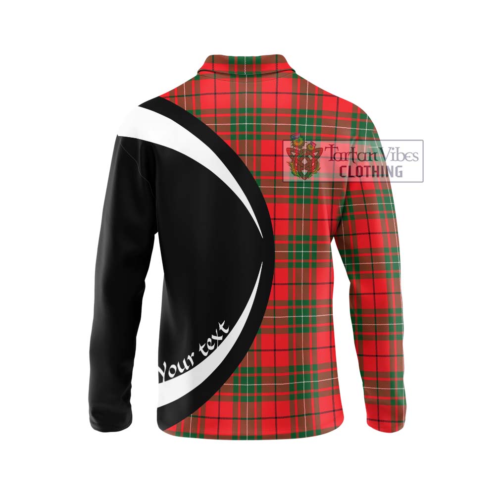 MacAuley Modern Tartan Long Sleeve Polo Shirt with Family Crest Circle Style - Tartan Vibes Clothing