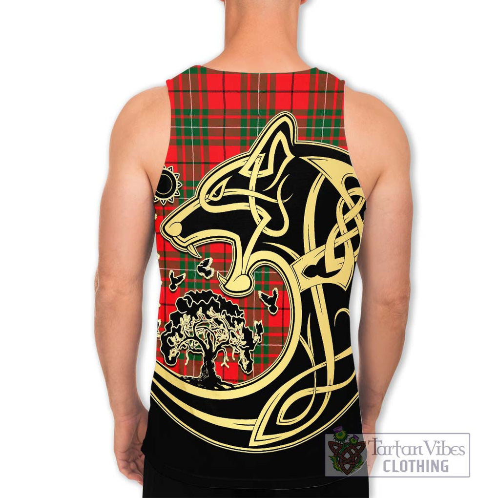 MacAuley Modern Tartan Men's Tank Top with Family Crest Celtic Wolf Style - Tartan Vibes Clothing