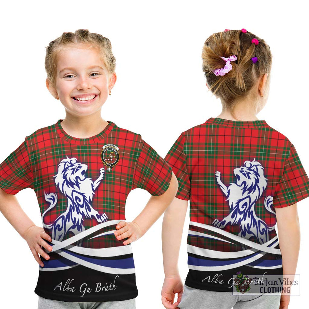MacAuley Modern Tartan Kid T-Shirt with Alba Gu Brath Regal Lion Emblem - Tartan Vibes Clothing