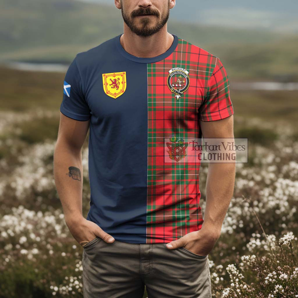 MacAuley Modern Tartan T-Shirt Alba with Scottish Lion Royal Arm Half Style - Tartan Vibes Clothing