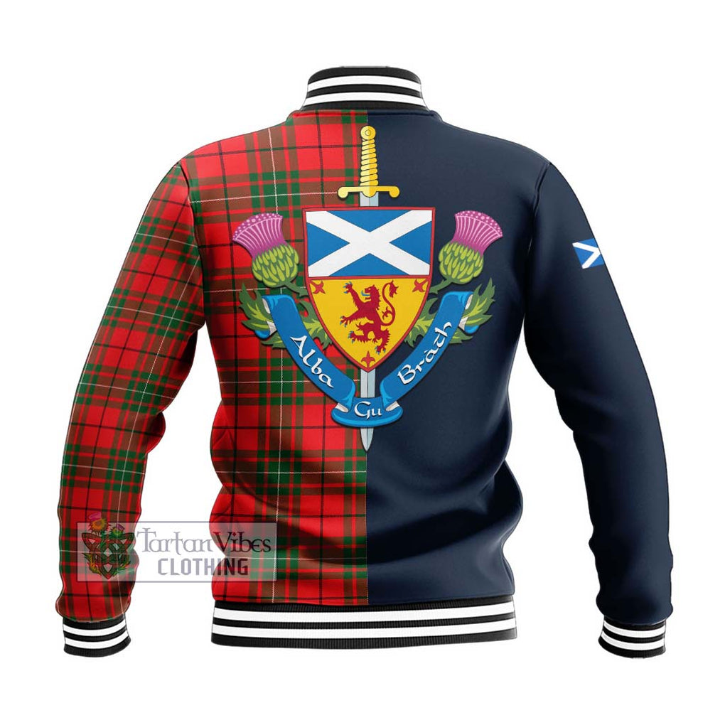MacAuley Modern Tartan Baseball Jacket Alba with Scottish Lion Royal Arm Half Style - Tartan Vibes Clothing