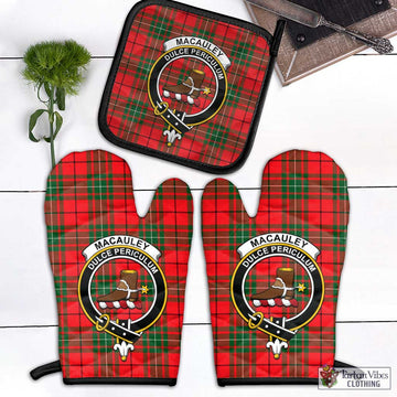 MacAuley Modern Tartan Combo Oven Mitt & Pot-Holder with Family Crest Black - Tartan Vibes Clothing