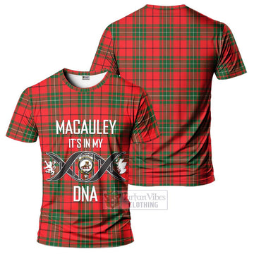 MacAuley Modern Tartan T-Shirt with Family Crest DNA In Me Style - Tartan Vibes Clothing