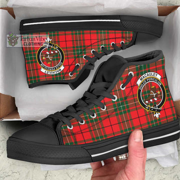 MacAuley Modern Tartan High Top Shoes with Family Crest - Tartan Vibes Clothing