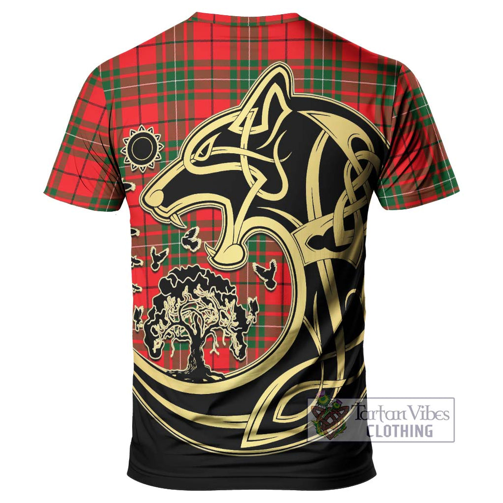 MacAuley Modern Tartan T-Shirt with Family Crest Celtic Wolf Style - Tartan Vibes Clothing