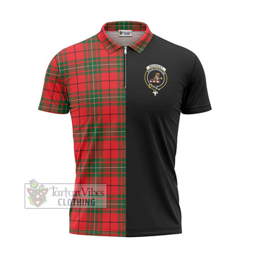 MacAuley Modern Tartan Zipper Polo Shirt with Family Crest and Half Of Me Style - Tartan Vibes Clothing