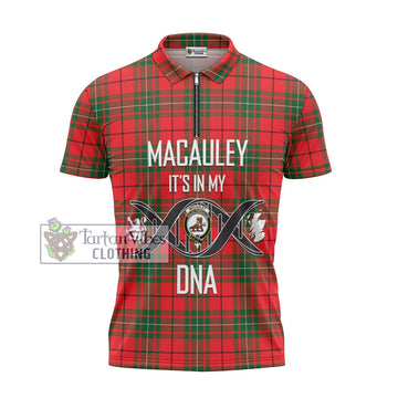 MacAuley Modern Tartan Zipper Polo Shirt with Family Crest DNA In Me Style - Tartan Vibes Clothing