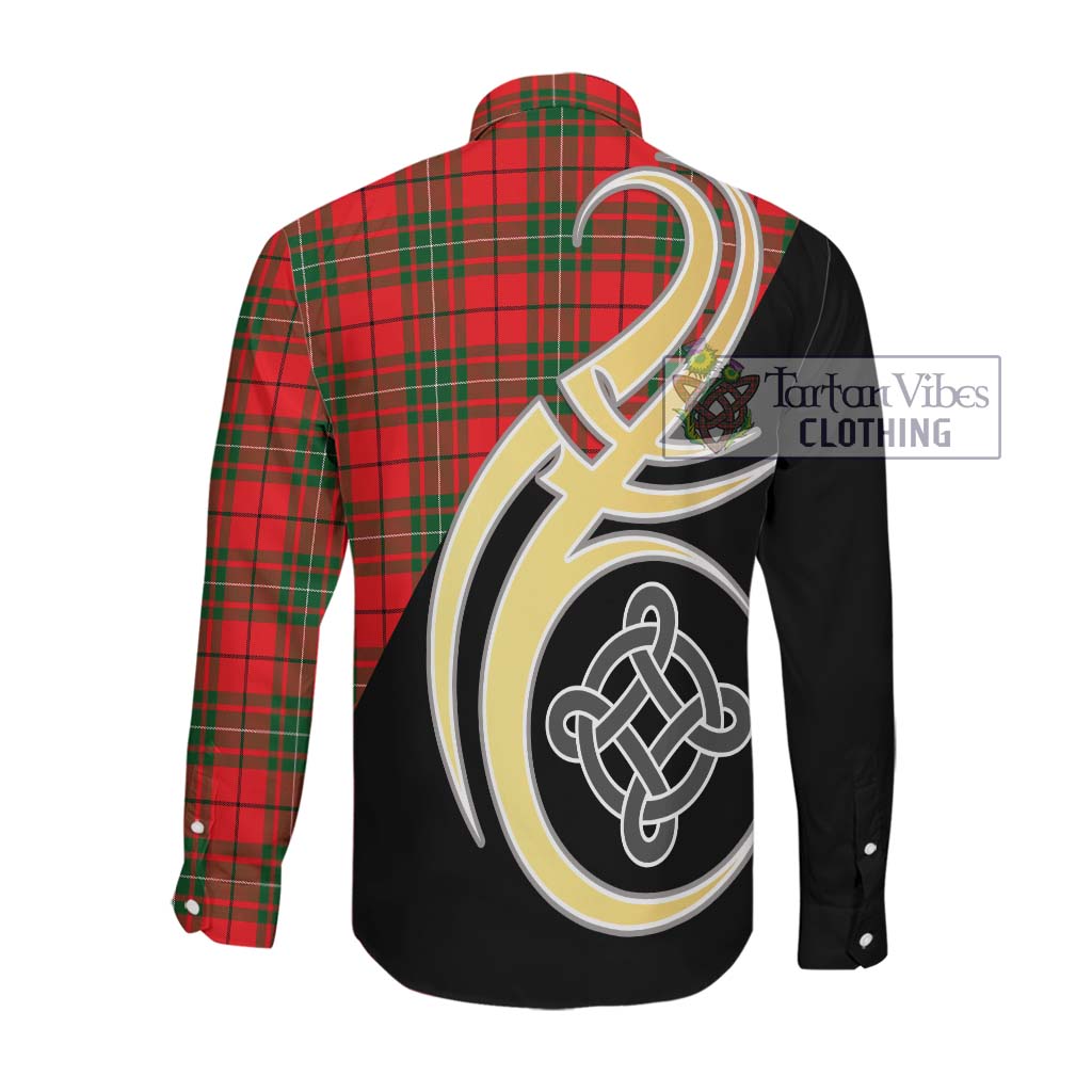 MacAuley Modern Tartan Long Sleeve Button Shirt with Family Crest and Celtic Symbol Style Men's Shirt - Tartan Vibes Clothing