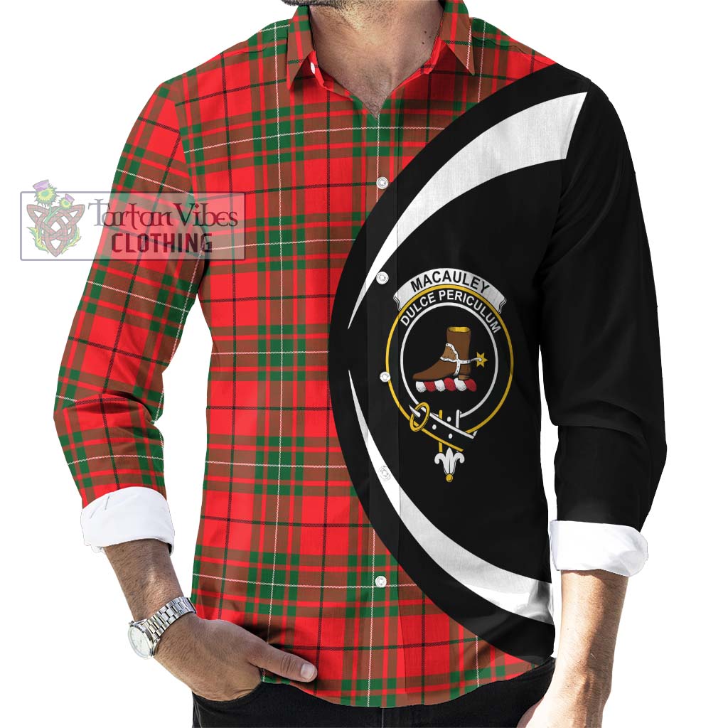 MacAuley Modern Tartan Long Sleeve Button Up with Family Crest Circle Style - Tartan Vibes Clothing