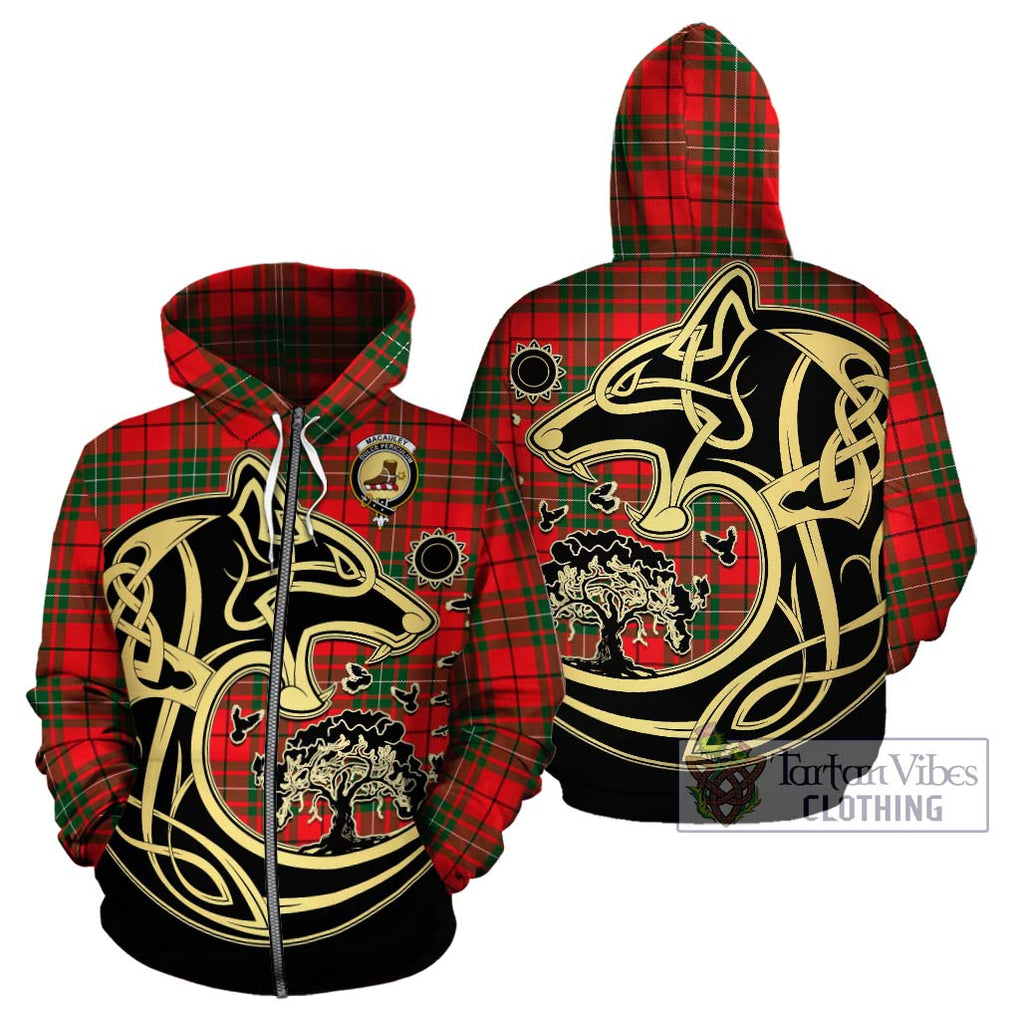 MacAuley Modern Tartan Hoodie with Family Crest Celtic Wolf Style - Tartan Vibes Clothing