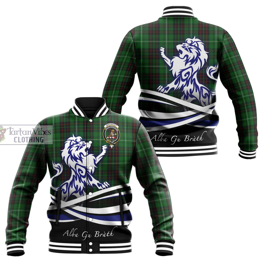 MacAuley of Lewis Tartan Baseball Jacket with Alba Gu Brath Regal Lion Emblem Unisex - Tartan Vibes Clothing