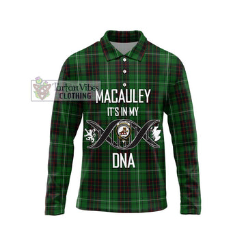 MacAuley of Lewis Tartan Long Sleeve Polo Shirt with Family Crest DNA In Me Style Unisex - Tartan Vibes Clothing