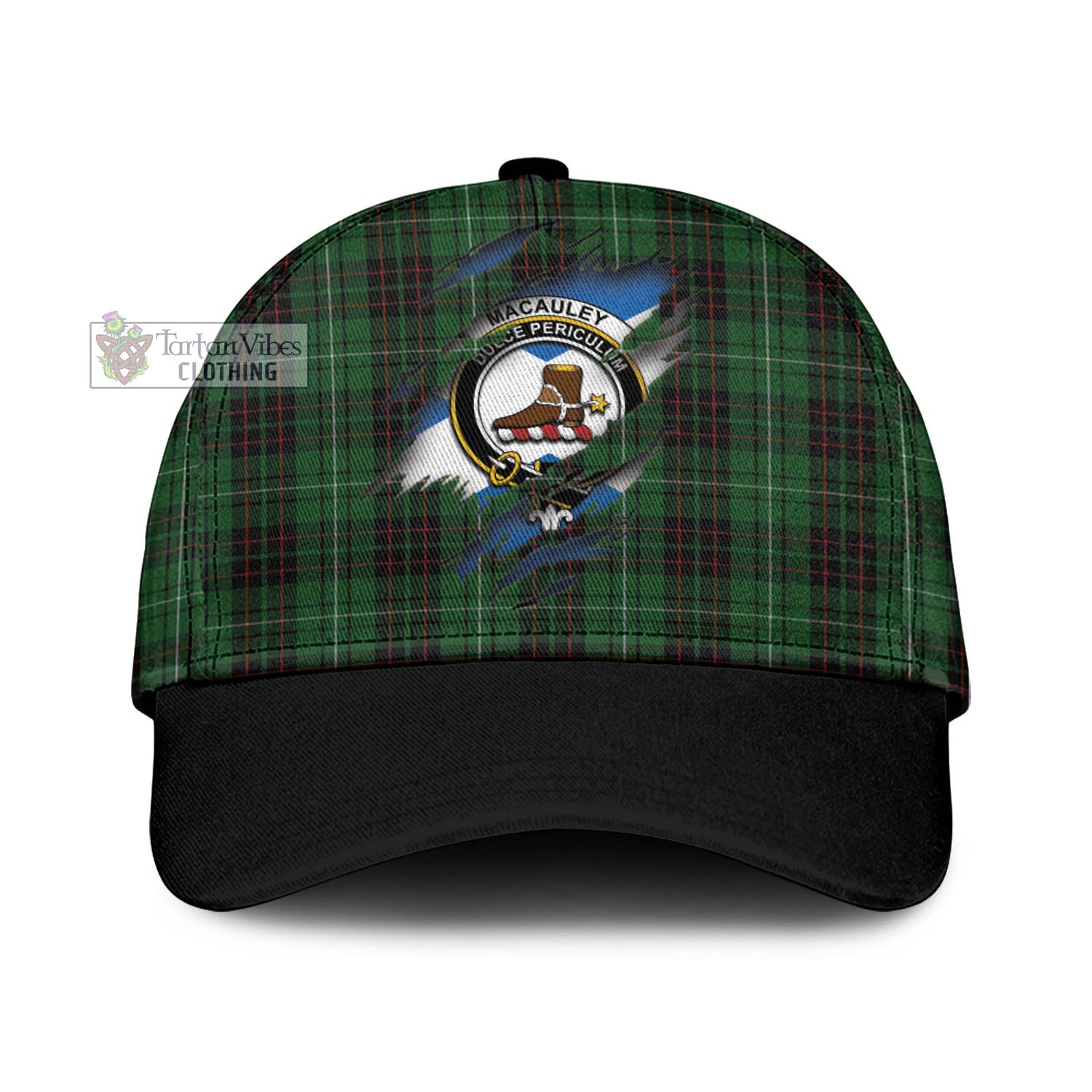 Tartan Vibes Clothing MacAuley of Lewis Tartan Classic Cap with Family Crest In Me Style